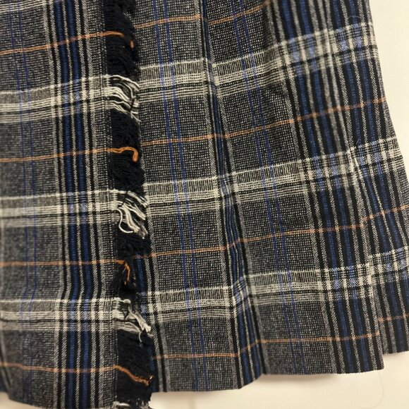 Blue and gold plaid wool buckled skirt - Picture 4 of 5